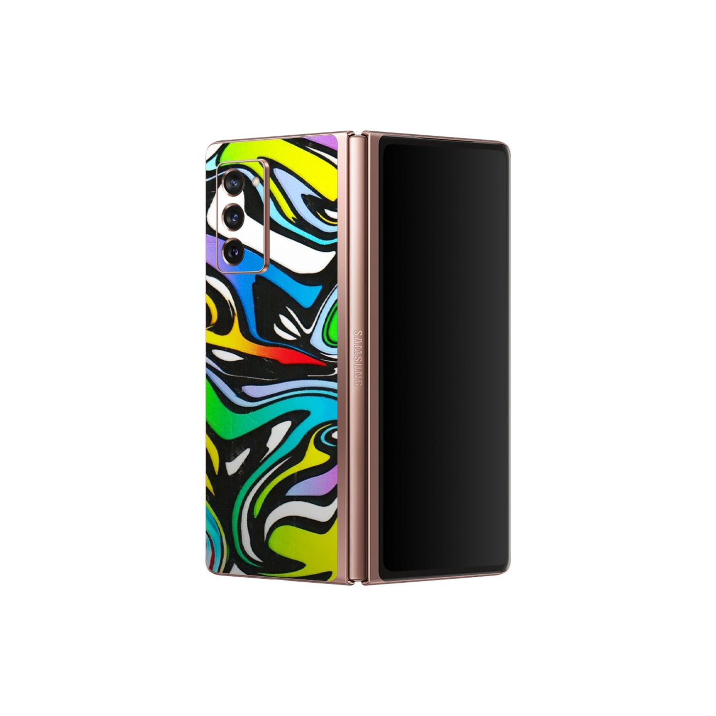 Samsung M/F/Note/Flip and C Phone Skins (All Models) - Abstract Colour Paints - 3D Embossed Finish (L-271) Samsung Galaxy Z Fold 2