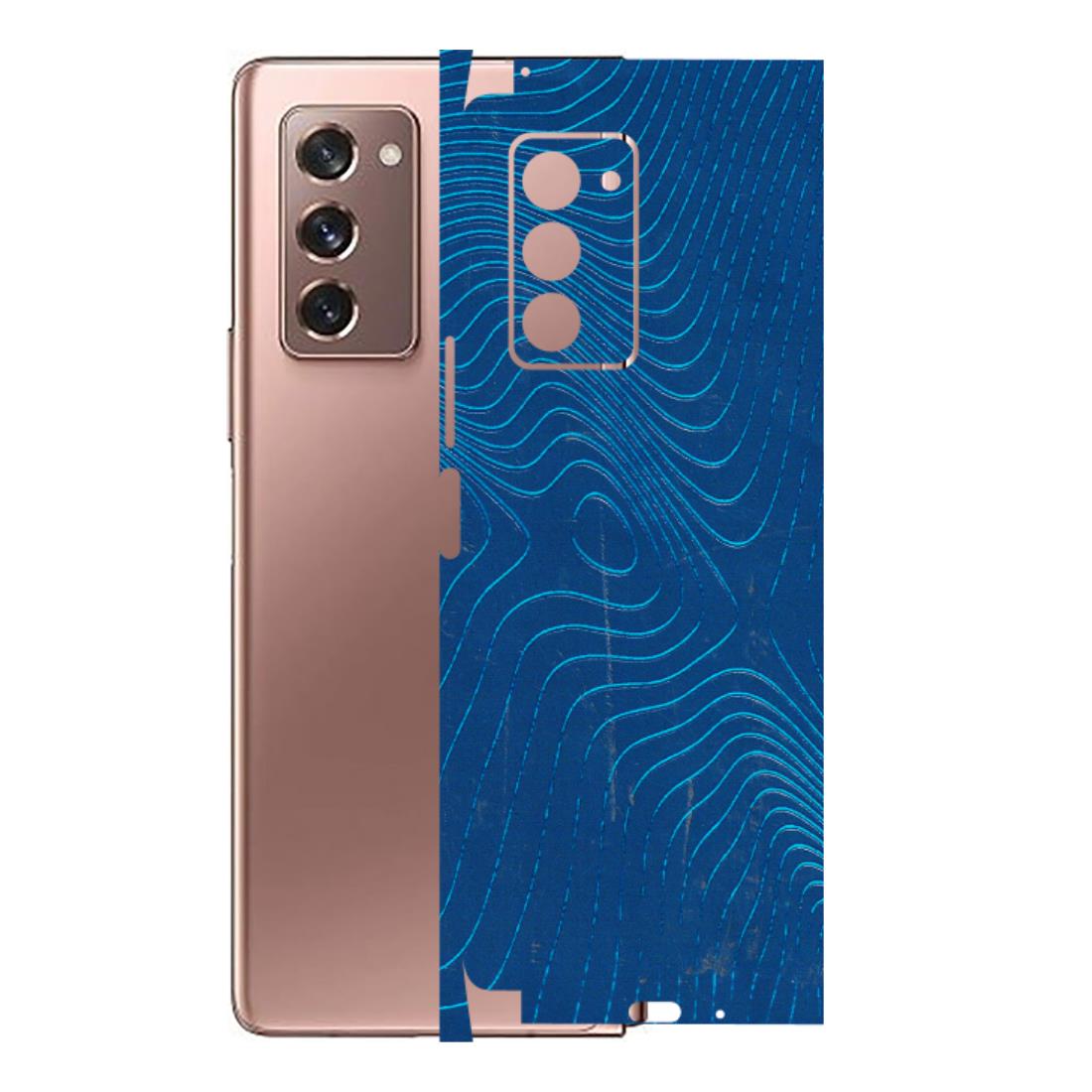Samsung M/F/Note/Flip and C Phone Skins (All Models) - Abstract Blue Line Map - 3D Embossed Finish (L-272) Samsung Galaxy Z Fold 2