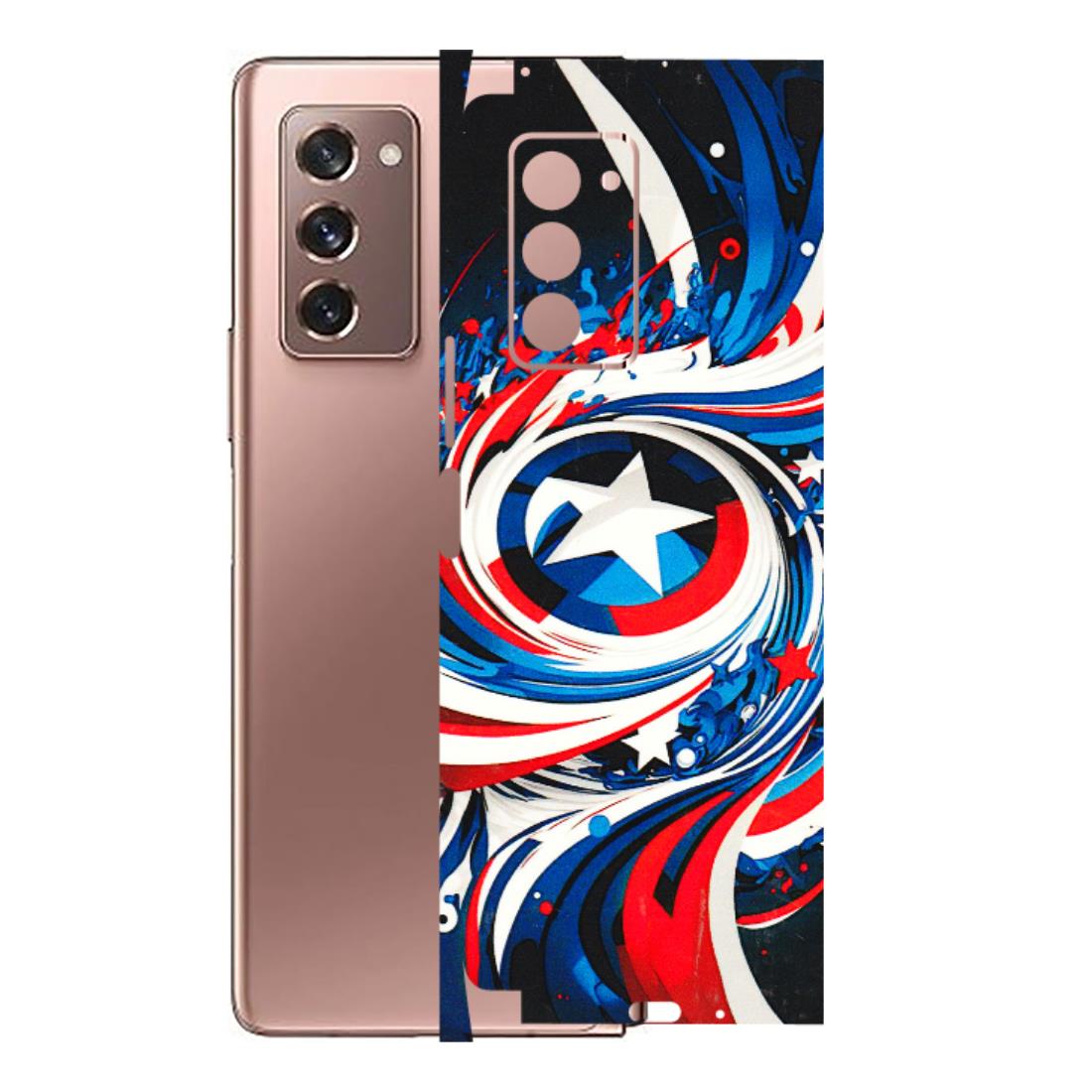 Samsung M/F/Note/Flip and C Phone Skins (All Models) - Captain America Logo - 3D Embossed Finish (L-307) Samsung Galaxy Z Fold 2