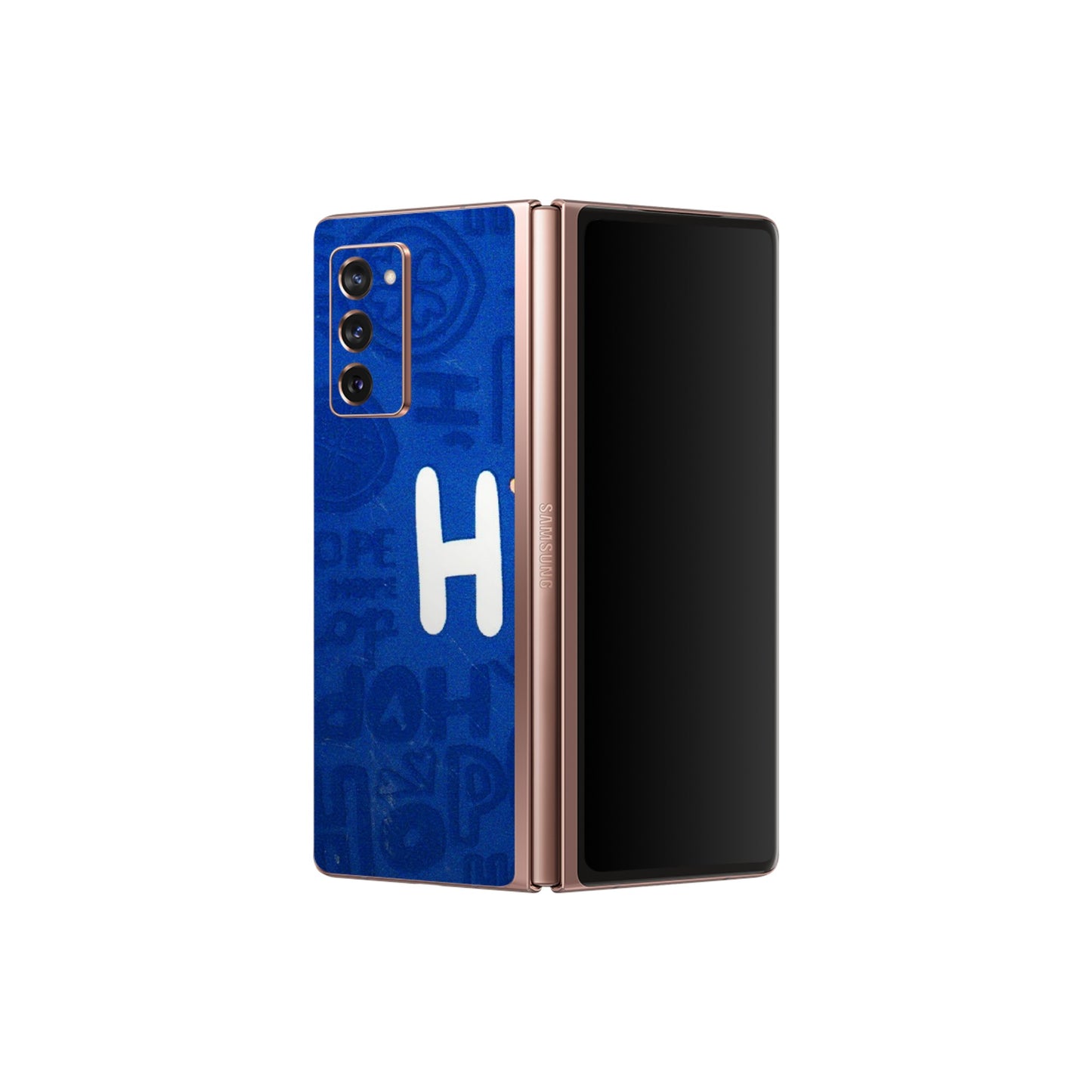 Samsung M/F/Note/Flip and C Phone Skins (All Models) - Hope Doodles Blue - 3D Embossed Finish (L-43) Samsung Galaxy Z Fold 2