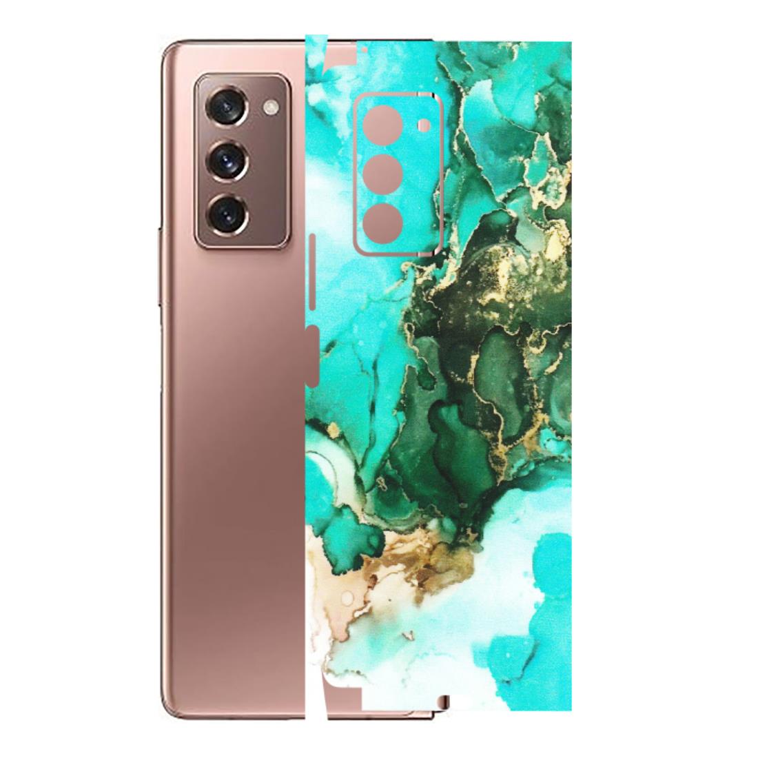 Samsung M/F/Note/Flip and C Phone Skins (All Models) - The Blue Gold Marble - Matte Finish (M-124) Samsung Galaxy Z Fold 2