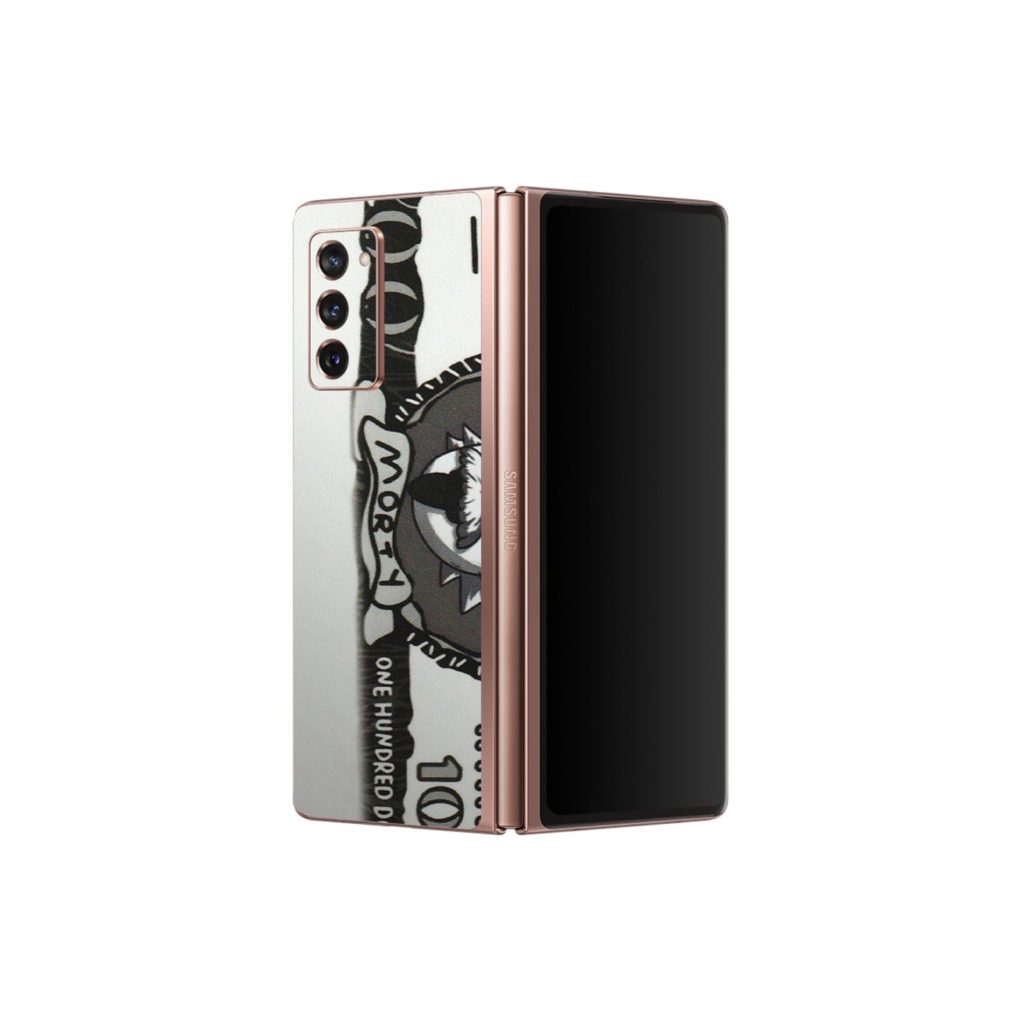 Samsung M/F/Note/Flip and C Phone Skins (All Models) - Rick And Morty Hundred Dollar Anime - Matte Finish (M-161) Samsung Galaxy Z Fold 2