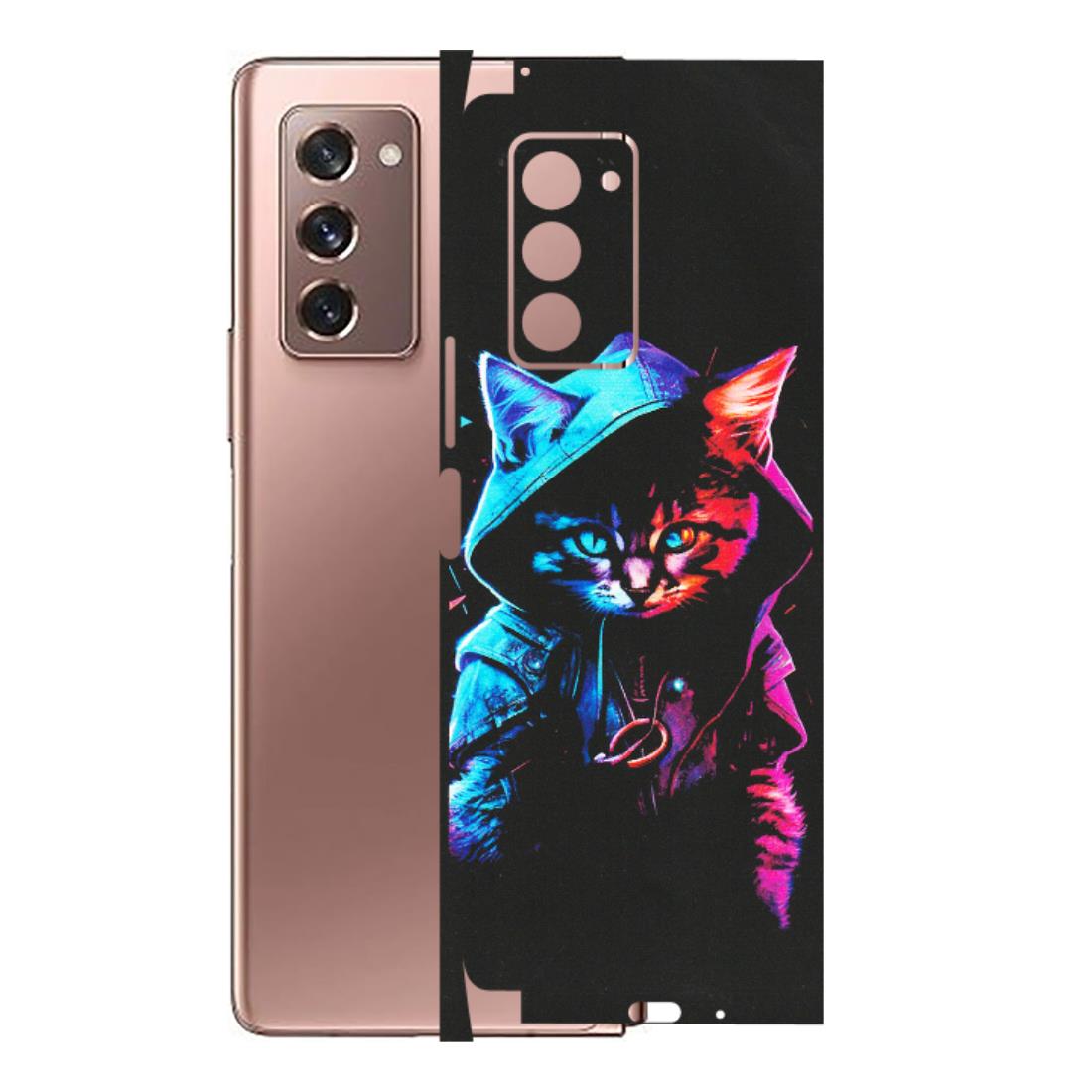 Samsung M/F/Note/Flip and C Phone Skins (All Models) - Cyberpunk Cat - Matte Finish (M-45) Samsung Galaxy Z Fold 2