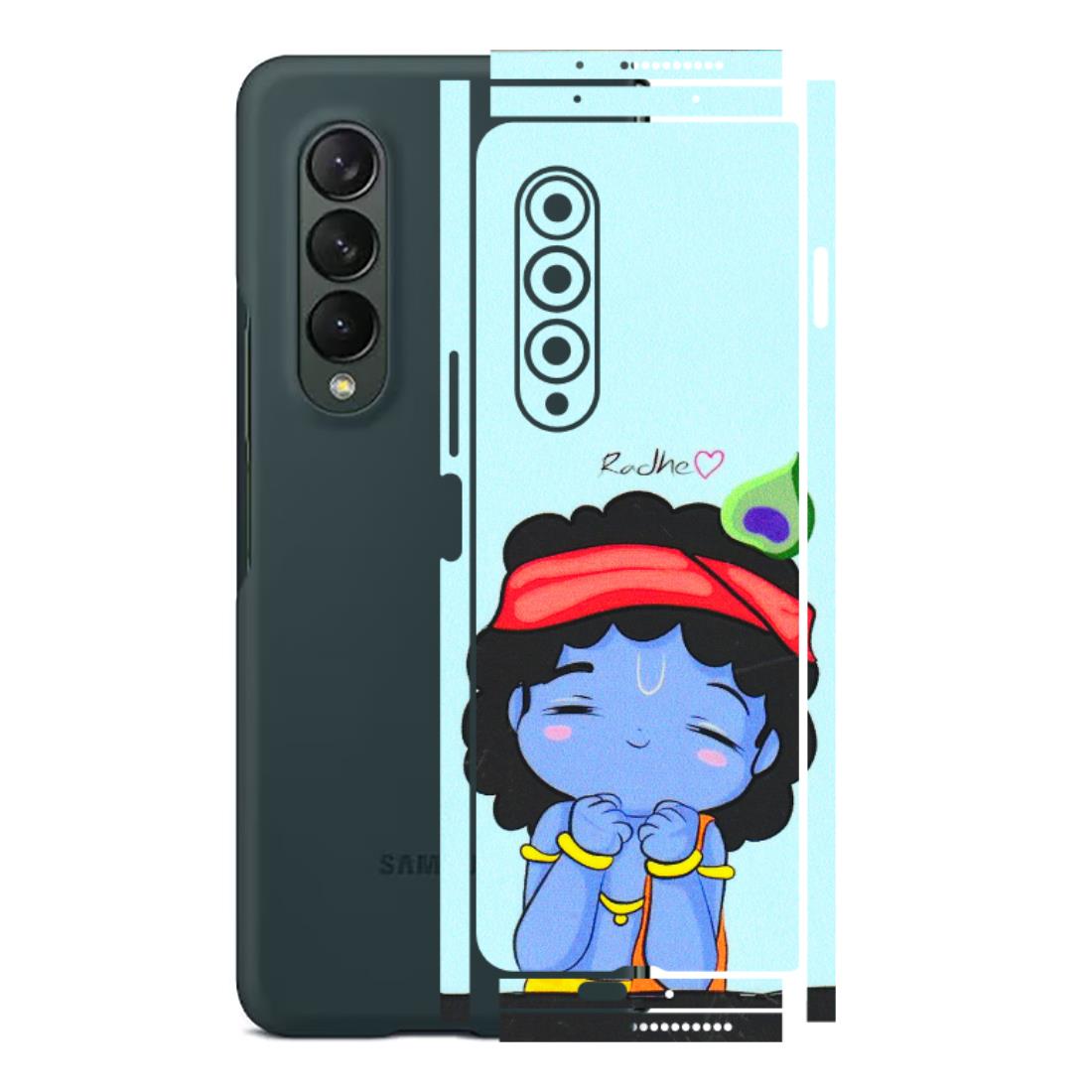 Samsung M/F/Note/Flip and C Phone Skins (All Models) - Radhe Radhe Cute Toon - 3D Embossed Finish (L-05) Samsung Galaxy Z Fold 3