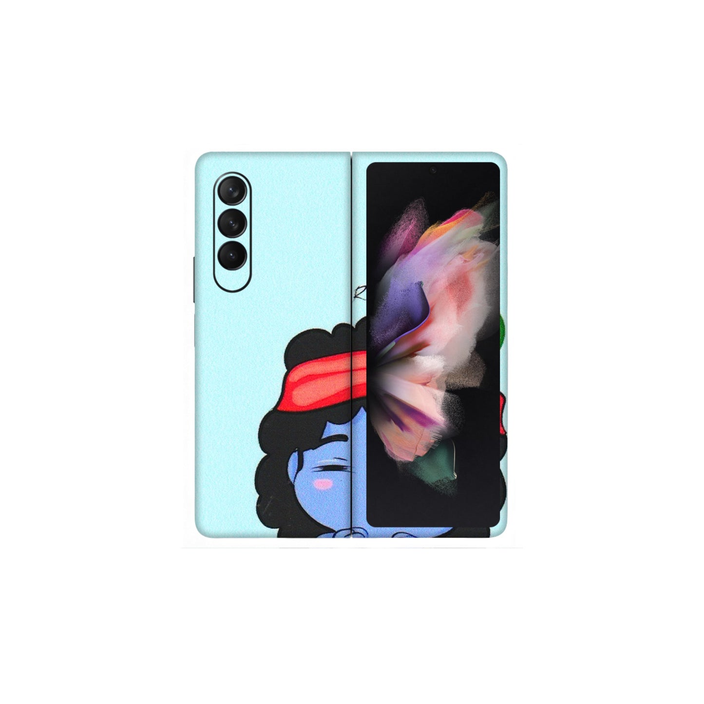 Samsung M/F/Note/Flip and C Phone Skins (All Models) - Radhe Radhe Cute Toon - 3D Embossed Finish (L-05) Samsung Galaxy Z Fold 3