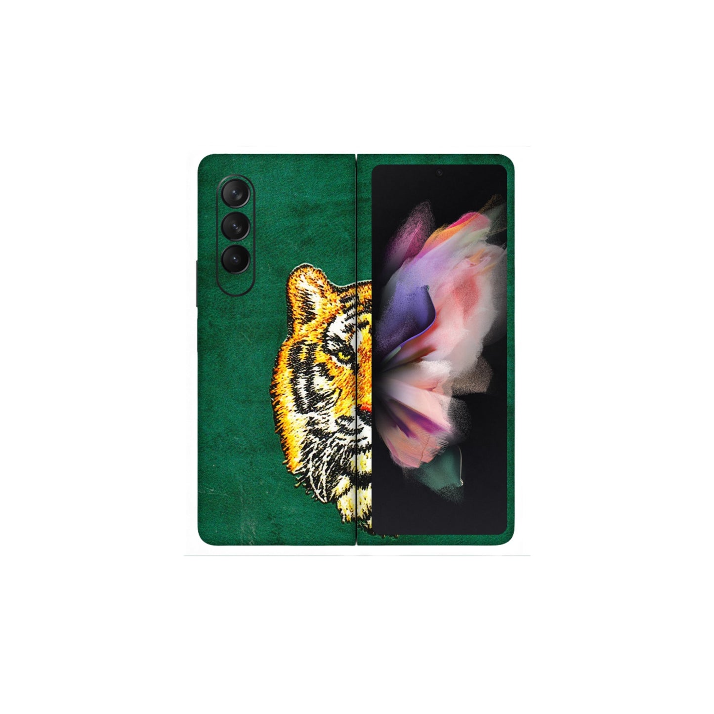 Samsung M/F/Note/Flip and C Phone Skins (All Models) - Leather Feel Tiger - 3D Embossed Finish (L-111) Samsung Galaxy Z Fold 3