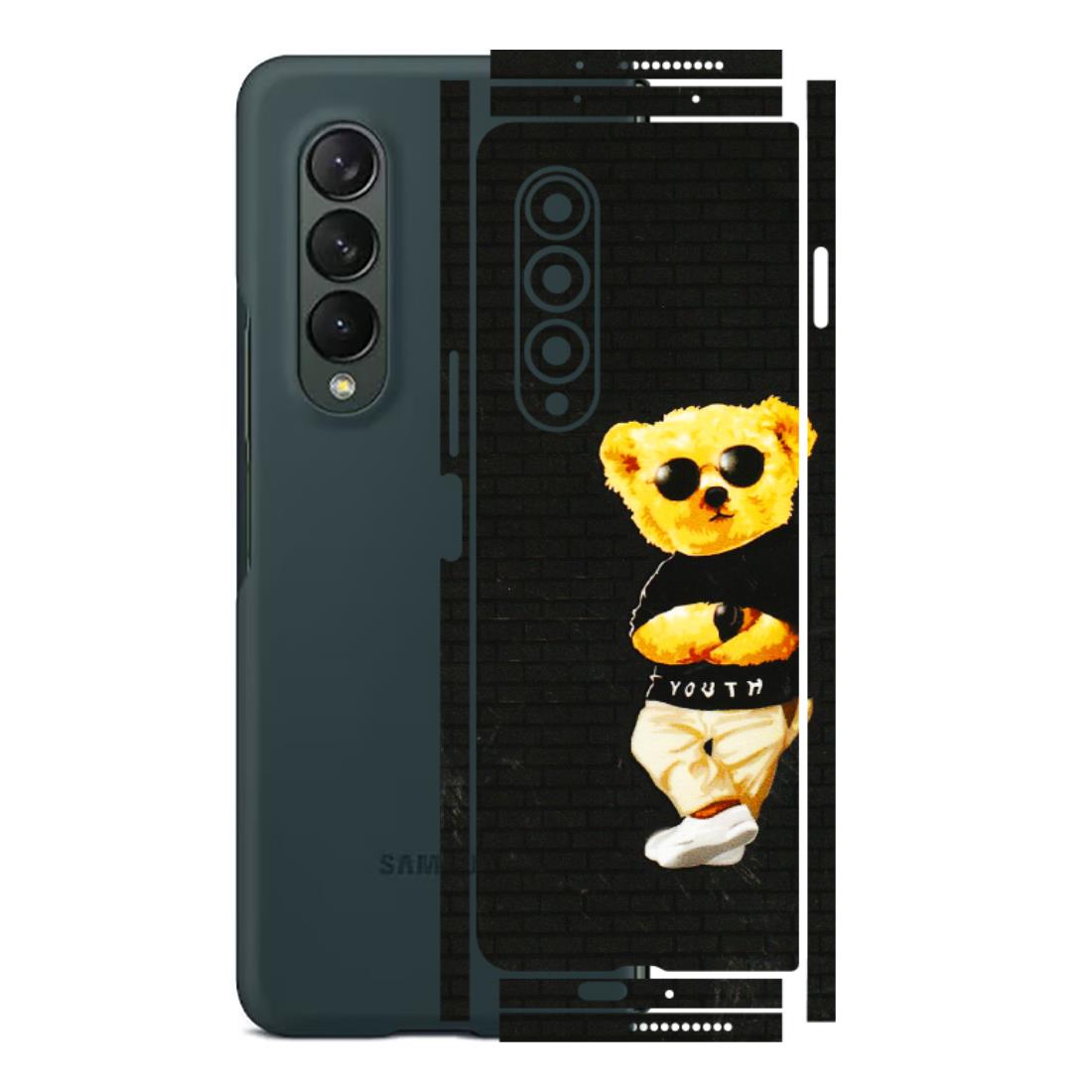 Samsung M/F/Note/Flip and C Phone Skins (All Models) - Classy Teddy Bear - 3D Embossed Finish (L-116) Samsung Galaxy Z Fold 3