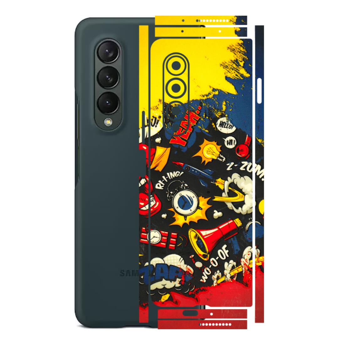 Samsung M/F/Note/Flip and C Phone Skins (All Models) - Pacific Doodle Art - 3D Embossed Finish (L-120) Samsung Galaxy Z Fold 3