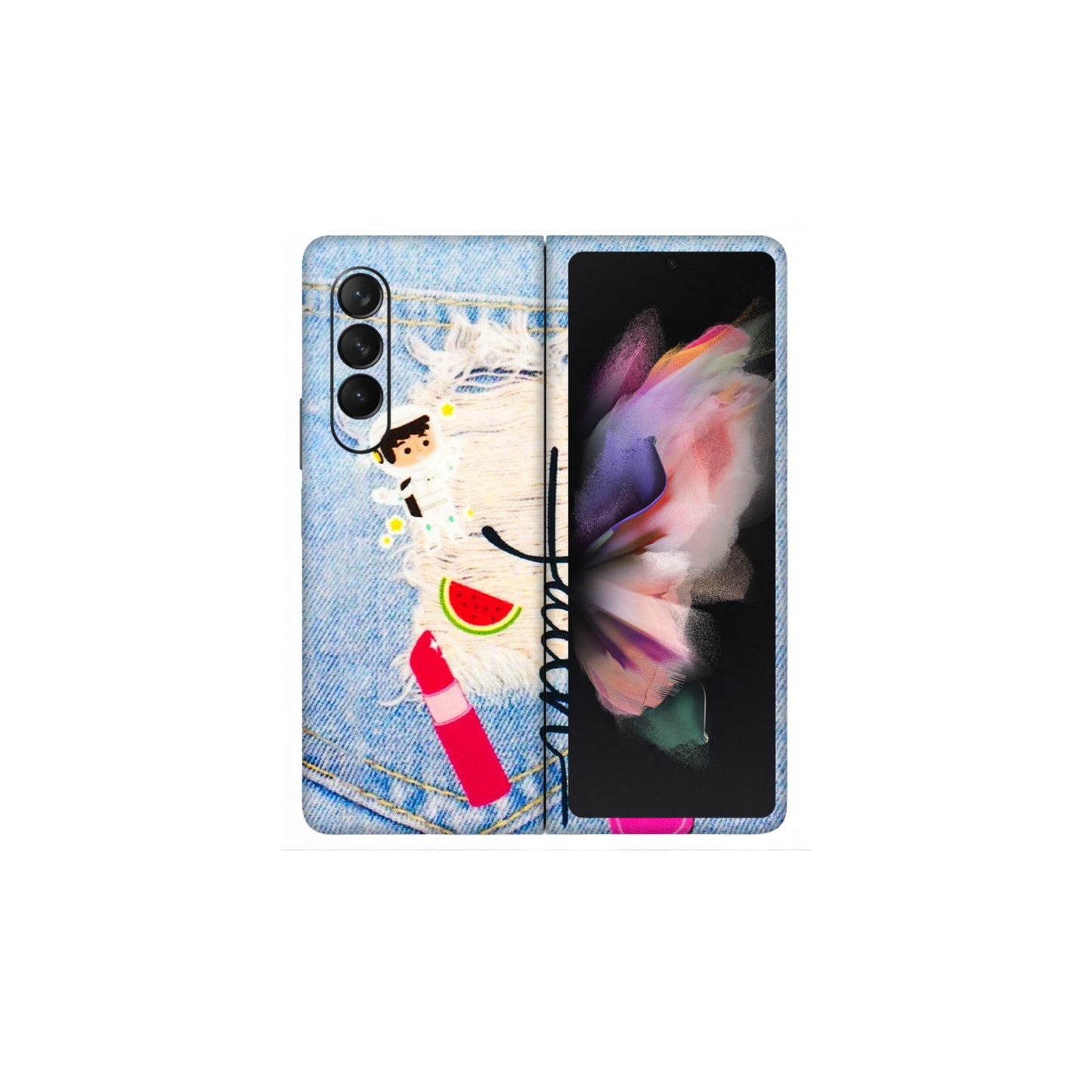 Samsung M/F/Note/Flip and C Phone Skins (All Models) - Denim Jeans Pocket - 3D Embossed Finish (L-134) Samsung Galaxy Z Fold 3