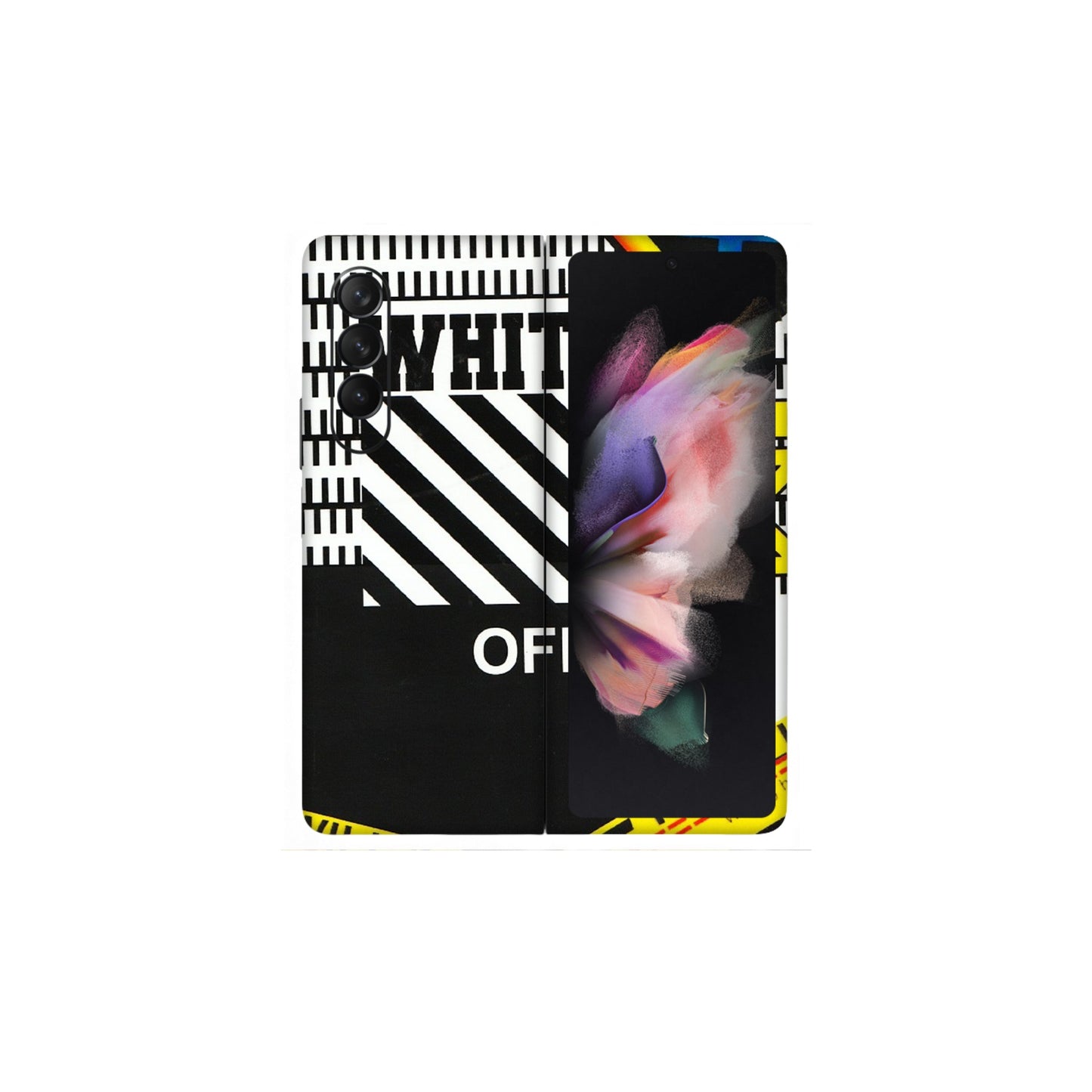 Samsung M/F/Note/Flip and C Phone Skins (All Models) - White Off Abstract - 3D Embossed Finish (L-172) Samsung Galaxy Z Fold 3