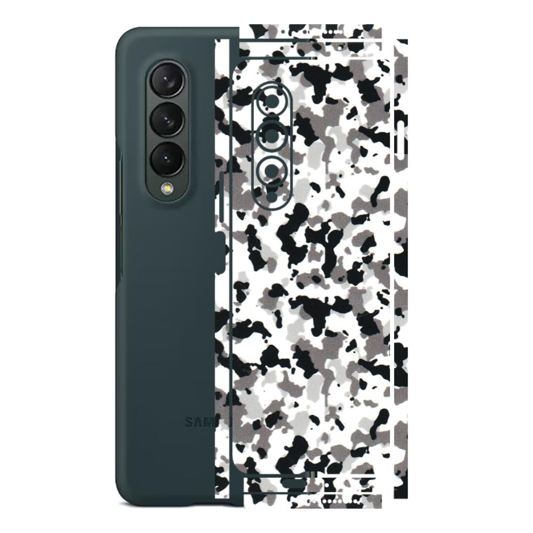 Samsung M/F/Note/Flip and C Phone Skins (All Models) - White Black Camouflage - 3D Embossed Finish (L-18) Samsung Galaxy Z Fold 3