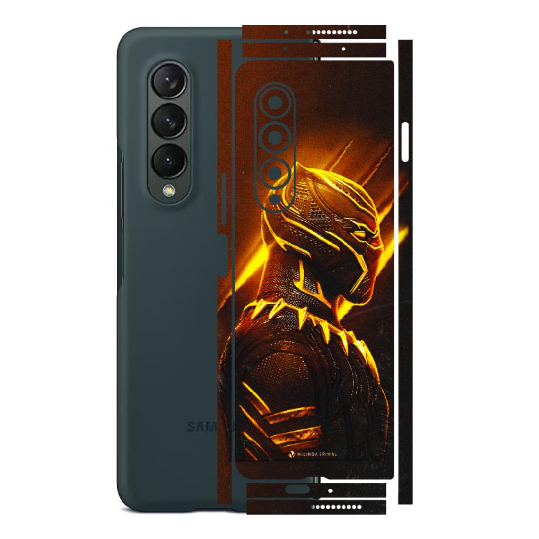 Samsung M/F/Note/Flip and C Phone Skins (All Models) - Gold Black Panther - 3D Embossed Finish (L-181) Samsung Galaxy Z Fold 3