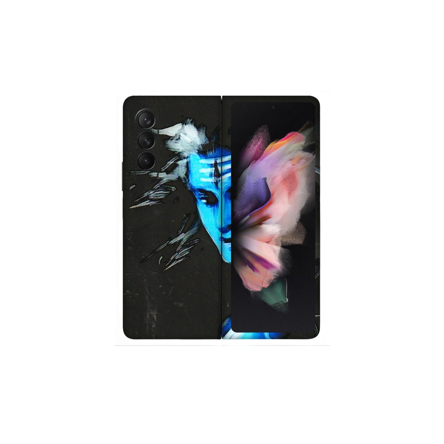 Samsung M/F/Note/Flip and C Phone Skins (All Models) - Har Har Mahadev Blue/Black - 3D Embossed Finish (L-185) Samsung Galaxy Z Fold 3
