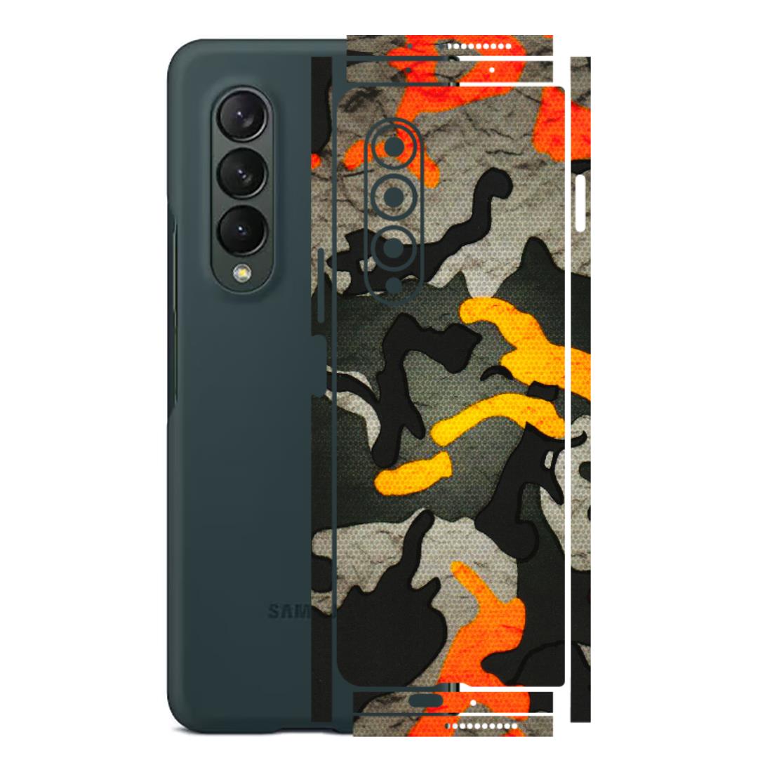 Samsung M/F/Note/Flip and C Phone Skins (All Models) - Orange Camouflage - 3D Embossed Finish (L-204) Samsung Galaxy Z Fold 3