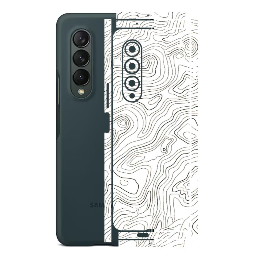 Samsung M/F/Note/Flip and C Phone Skins (All Models) - White Black Swirls - 3D Embossed Finish (L-219) Samsung Galaxy Z Fold 3