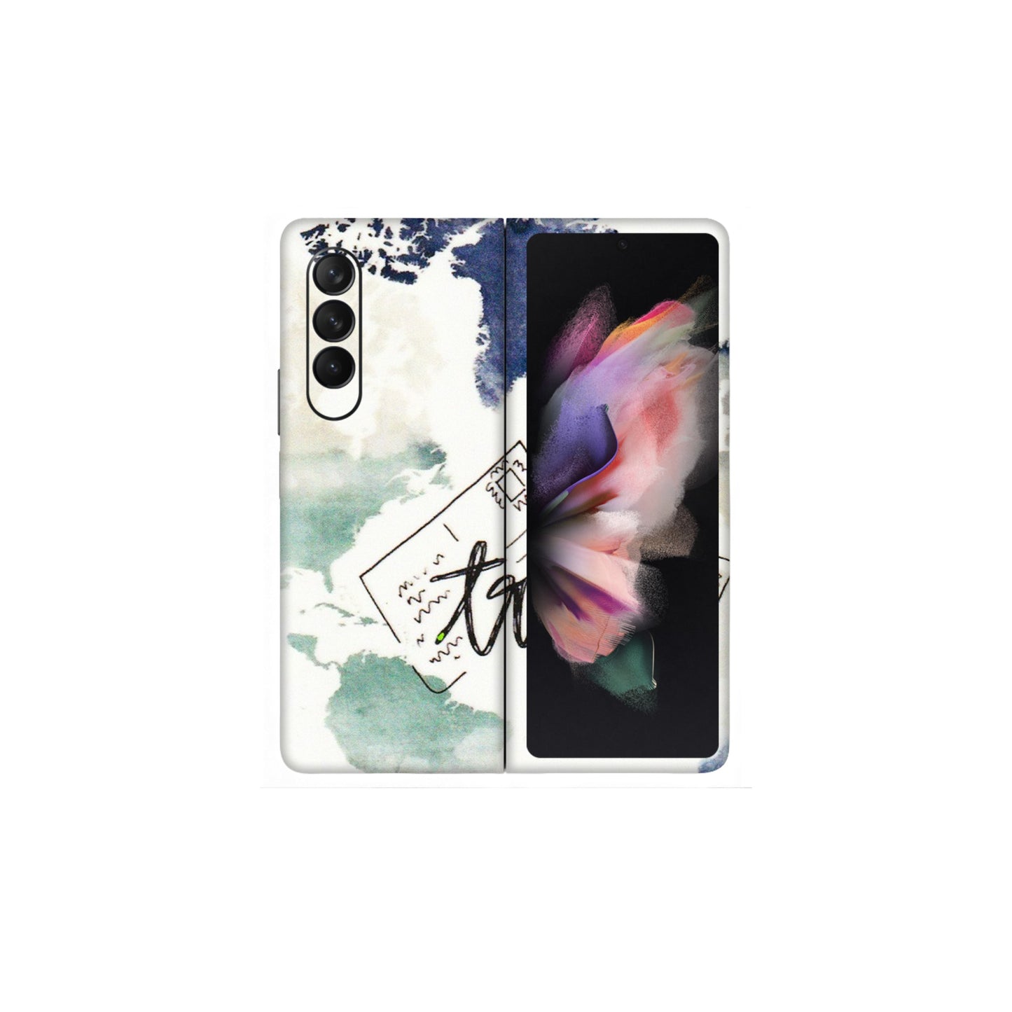 Samsung M/F/Note/Flip and C Phone Skins (All Models) - Travel The World - 3D Embossed Finish (L-232) Samsung Galaxy Z Fold 3