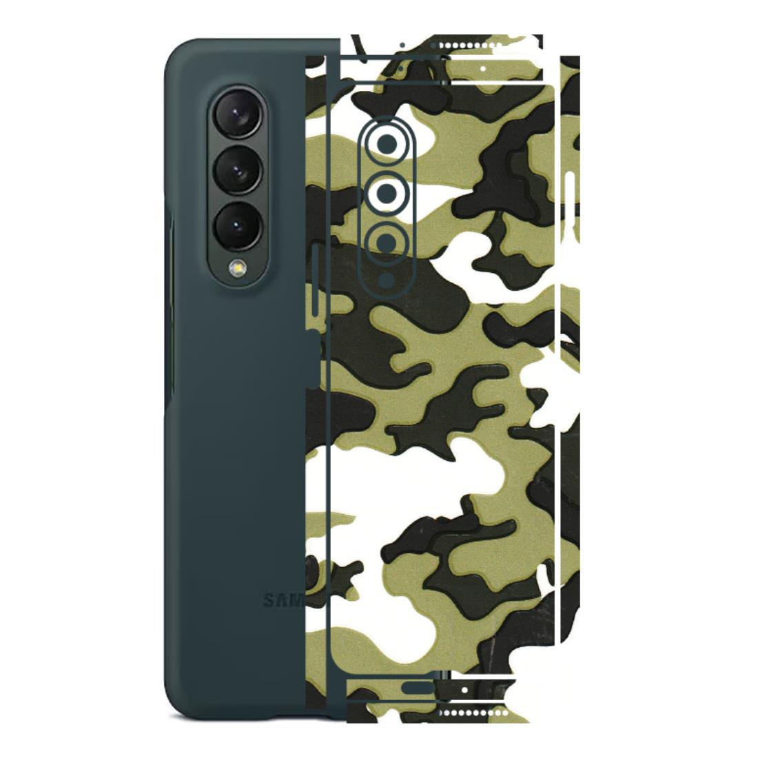 Samsung M/F/Note/Flip and C Phone Skins (All Models) - Camouflages White And Green - 3D Embossed Finish (L-243) Samsung Galaxy Z Fold 3