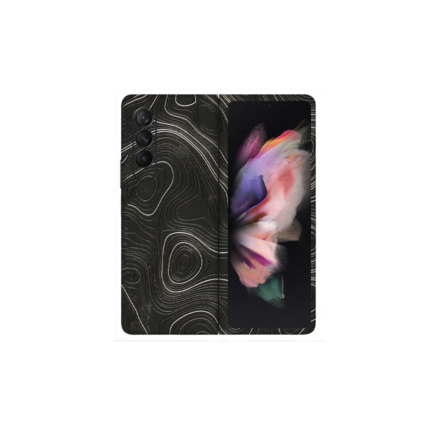 Samsung M/F/Note/Flip and C Phone Skins (All Models) - Abstract White Line Map - 3D Embossed Finish (L-269) Samsung Galaxy Z Fold 3