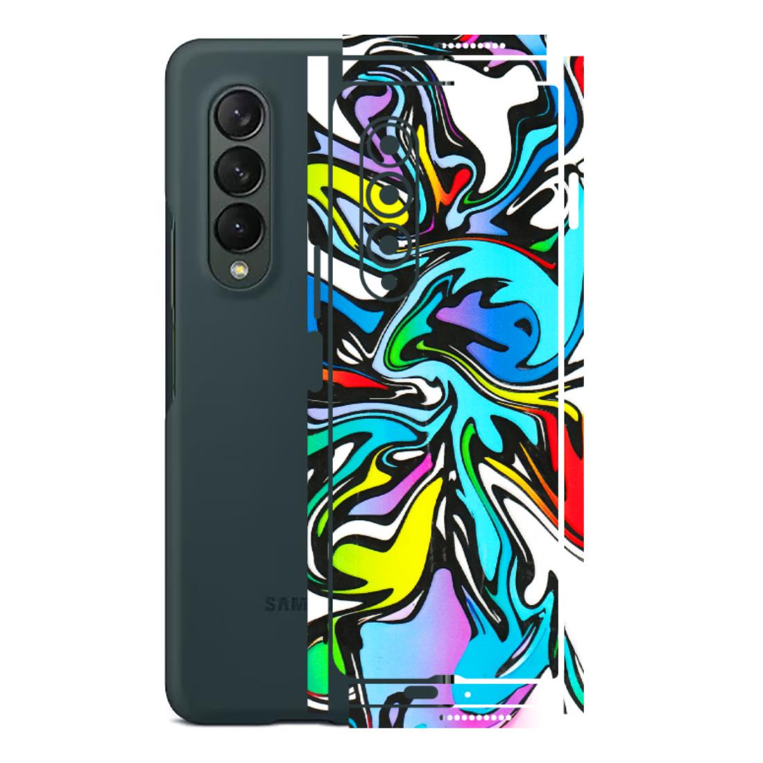 Samsung M/F/Note/Flip and C Phone Skins (All Models) - Abstract Colour Paints - 3D Embossed Finish (L-271) Samsung Galaxy Z Fold 3