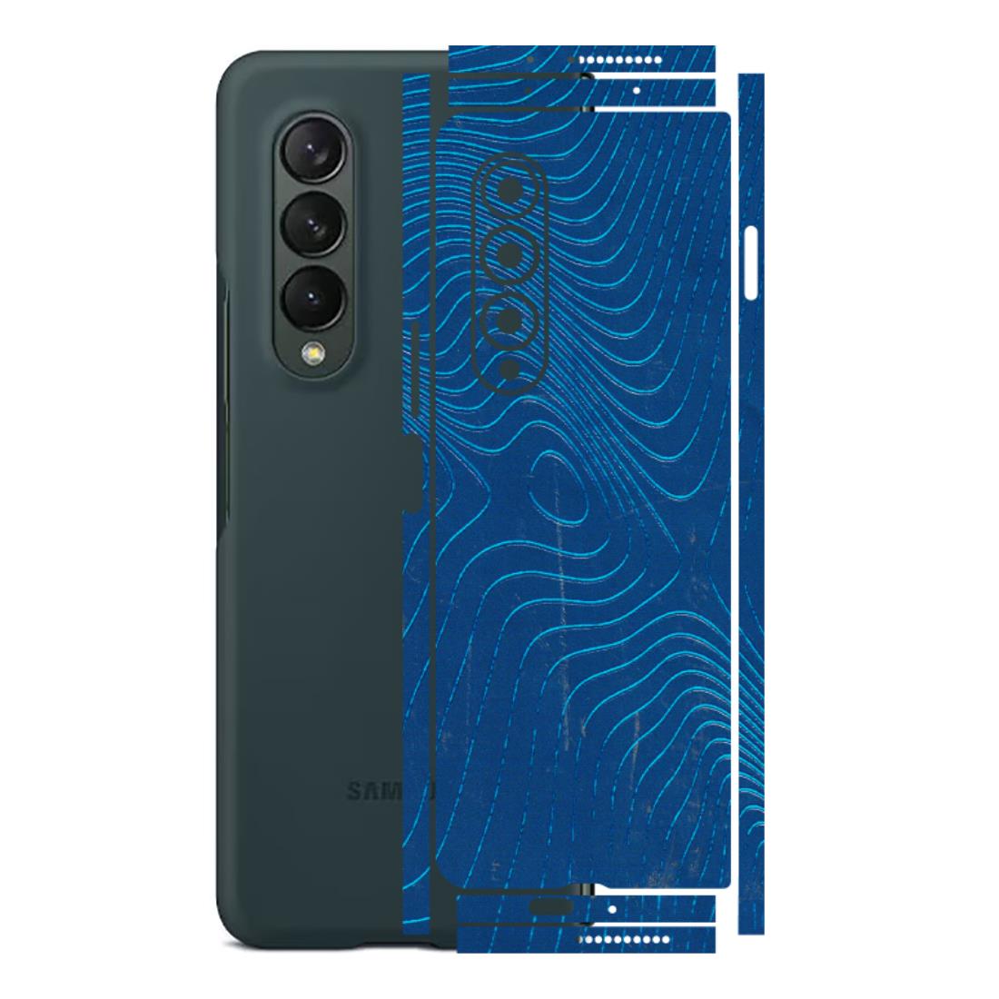 Samsung M/F/Note/Flip and C Phone Skins (All Models) - Abstract Blue Line Map - 3D Embossed Finish (L-272) Samsung Galaxy Z Fold 3