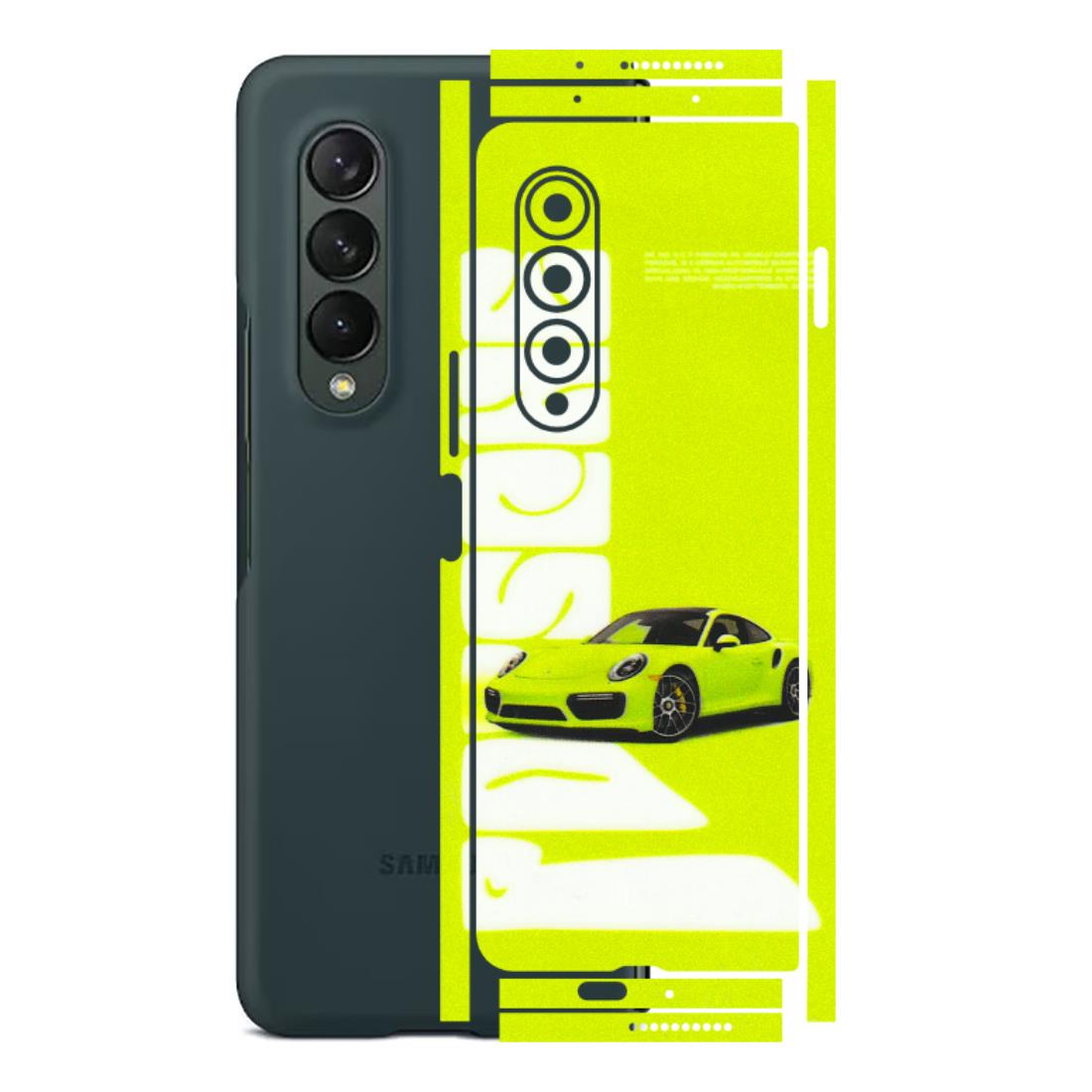 Samsung M/F/Note/Flip and C Phone Skins (All Models) - Lime Green Porche - 3D Embossed Finish (L-30) Samsung Galaxy Z Fold 3