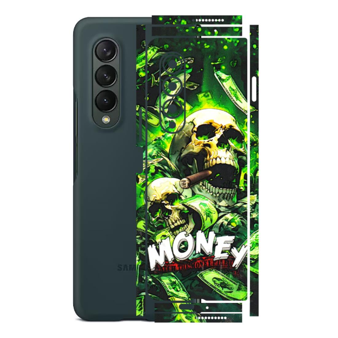 Samsung M/F/Note/Flip and C Phone Skins (All Models) - Skull Money - 3D Embossed Finish (L-303) Samsung Galaxy Z Fold 3