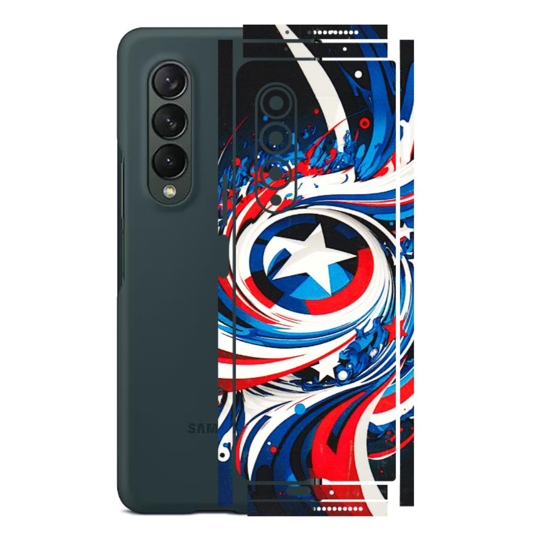 Samsung M/F/Note/Flip and C Phone Skins (All Models) - Captain America Logo - 3D Embossed Finish (L-307) Samsung Galaxy Z Fold 3
