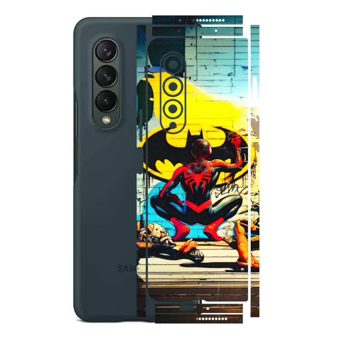 Samsung M/F/Note/Flip and C Phone Skins (All Models) - New Spiderman Bat Logo - 3D Embossed Finish (L-309) Samsung Galaxy Z Fold 3