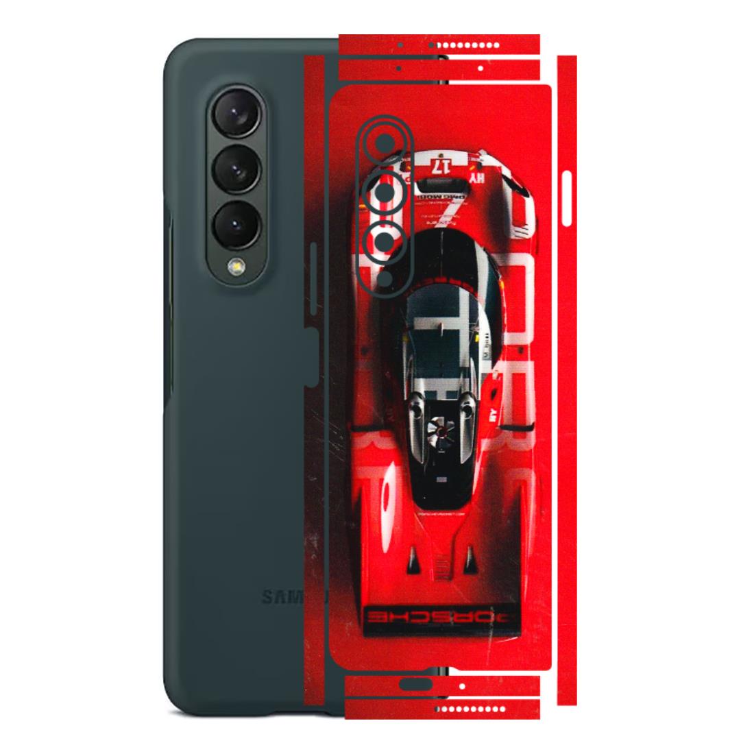 Samsung M/F/Note/Flip and C Phone Skins (All Models) - Red Porsche Car Logo - 3D Embossed Finish (L-315) Samsung Galaxy Z Fold 3