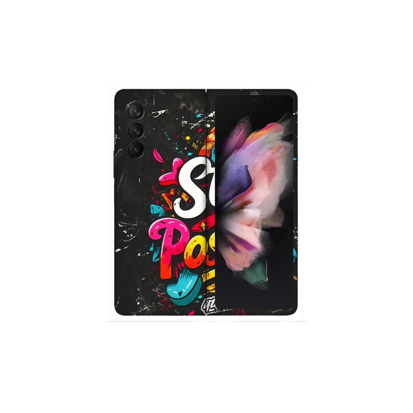 Samsung M/F/Note/Flip and C Phone Skins (All Models) - Stay Positive Black - 3D Embossed Finish (L-31) Samsung Galaxy Z Fold 3