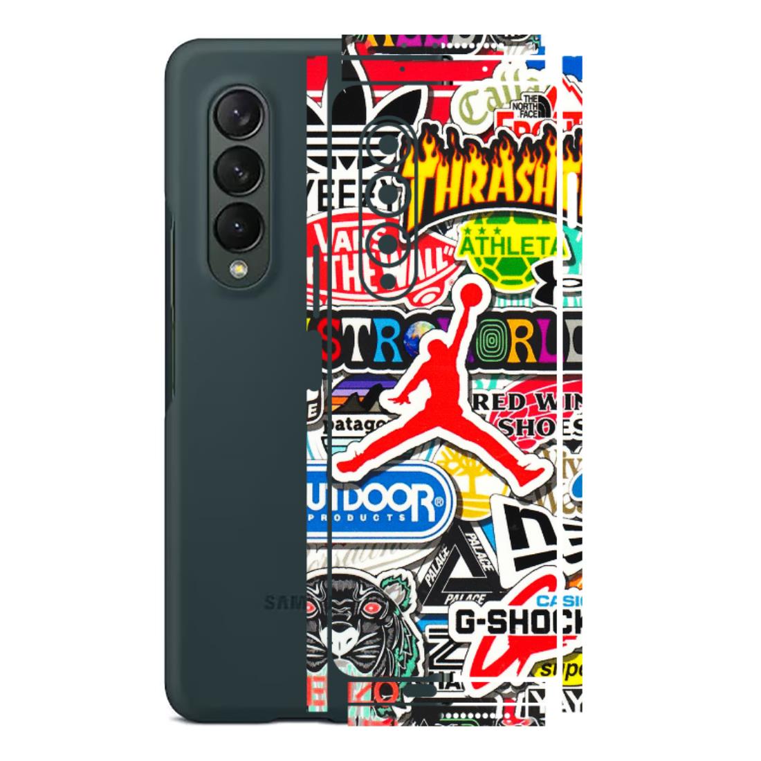 Samsung M/F/Note/Flip and C Phone Skins (All Models) - Multi Brands Sticker Graffiti - 3D Embossed Finish (L-37) Samsung Galaxy Z Fold 3