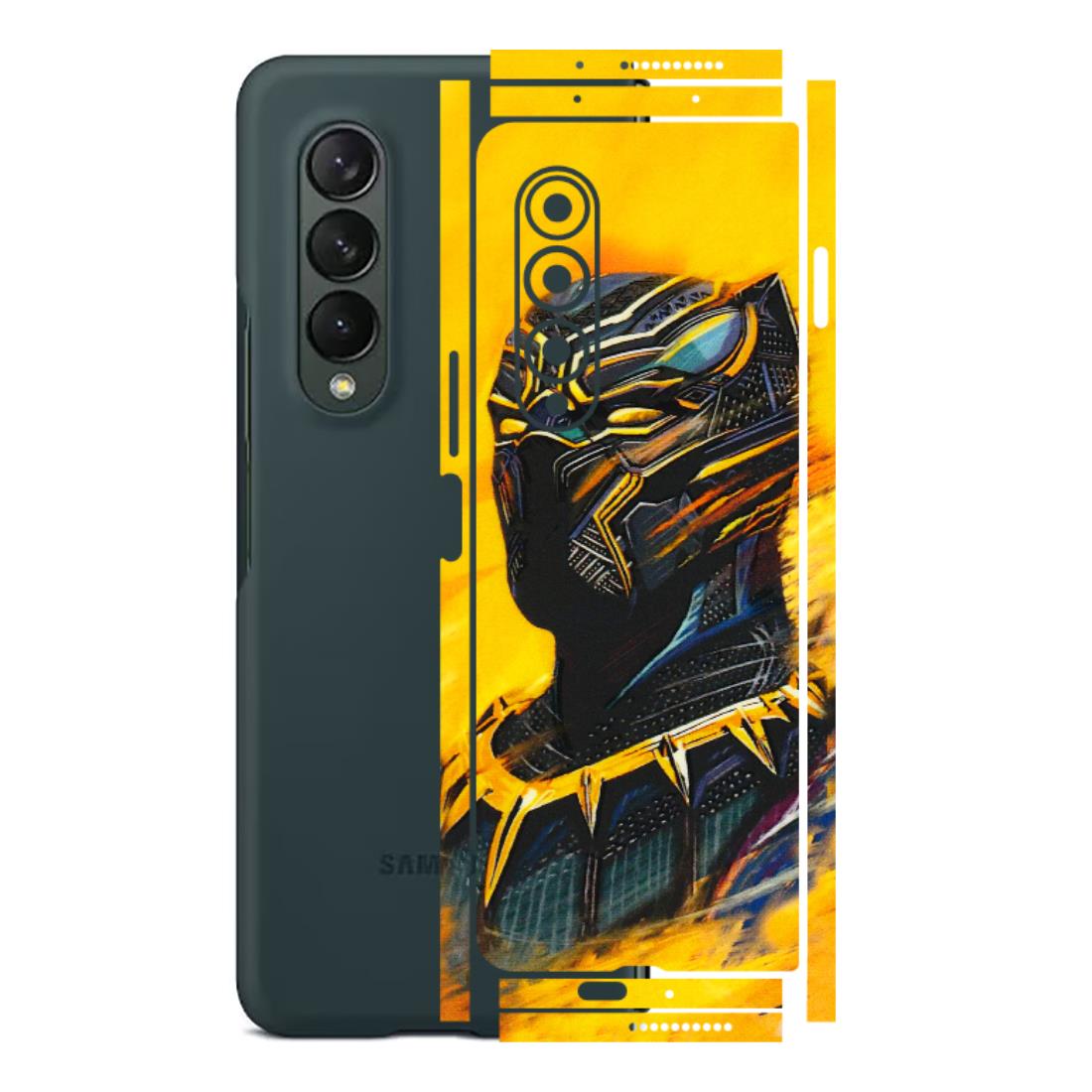 Samsung M/F/Note/Flip and C Phone Skins (All Models) - Yellow Panther - 3D Embossed Finish (L-54) Samsung Galaxy Z Fold 3