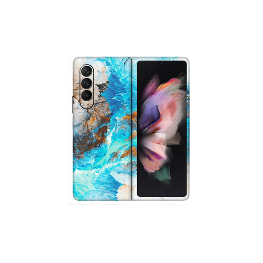 Samsung M/F/Note/Flip and C Phone Skins (All Models) - Blue Waves Abstract - Matte Finish (M-19) Samsung Galaxy Z Fold 3