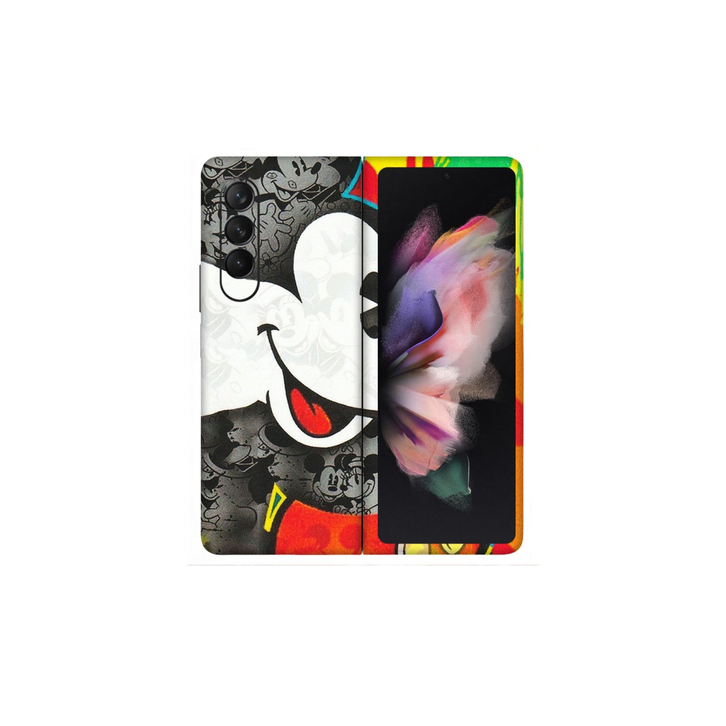 Samsung M/F/Note/Flip and C Phone Skins (All Models) - Multiple Mickey With Colourful Texture - Matte Finish (M-84) Samsung Galaxy Z Fold 3