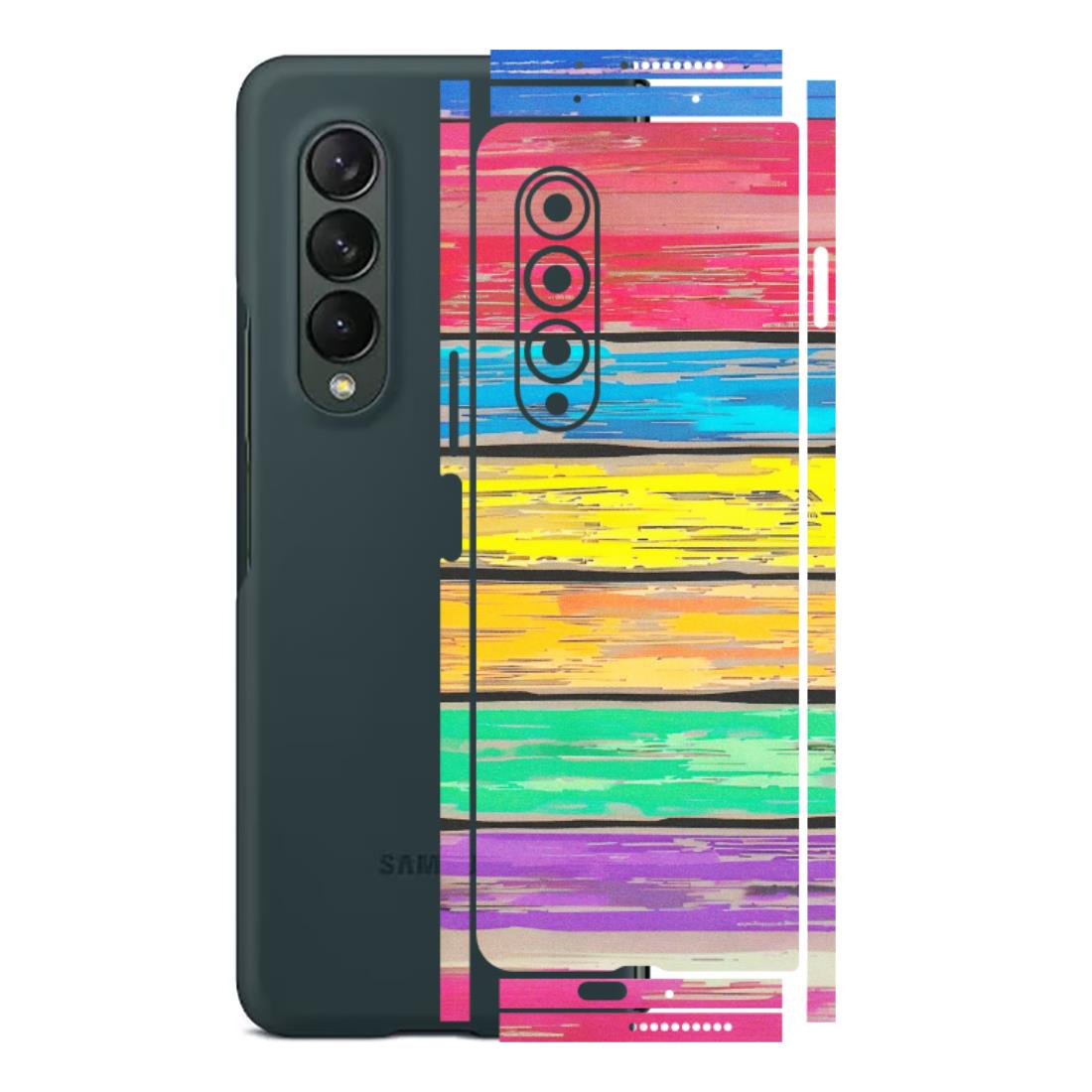 Samsung M/F/Note/Flip and C Phone Skins (All Models) - Multi Colour Wooden Wall - Matte Finish (M-96) Samsung Galaxy Z Fold 3