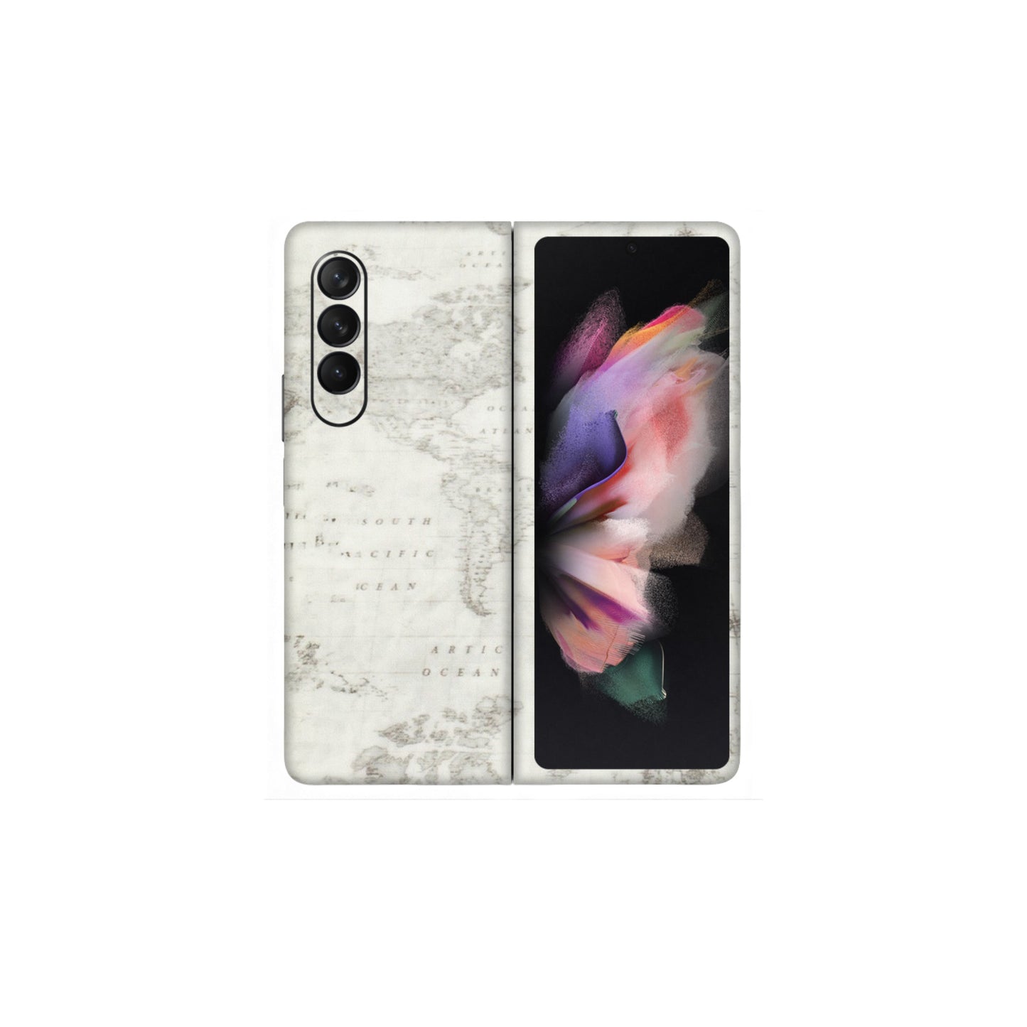 Samsung M/F/Note/Flip and C Phone Skins (All Models) - World Travel Map - Transparent Finish (T-04) Samsung Galaxy Z Fold 3