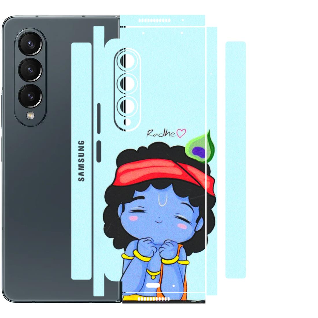 Samsung M/F/Note/Flip and C Phone Skins (All Models) - Radhe Radhe Cute Toon - 3D Embossed Finish (L-05) Samsung Galaxy Z Fold 4