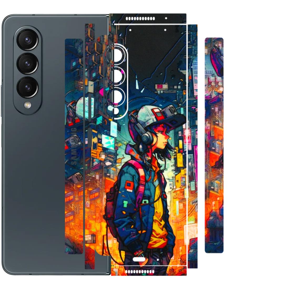 Samsung M/F/Note/Flip and C Phone Skins (All Models) - Street Anime Guy - 3D Embossed Finish (L-158) Samsung Galaxy Z Fold 4