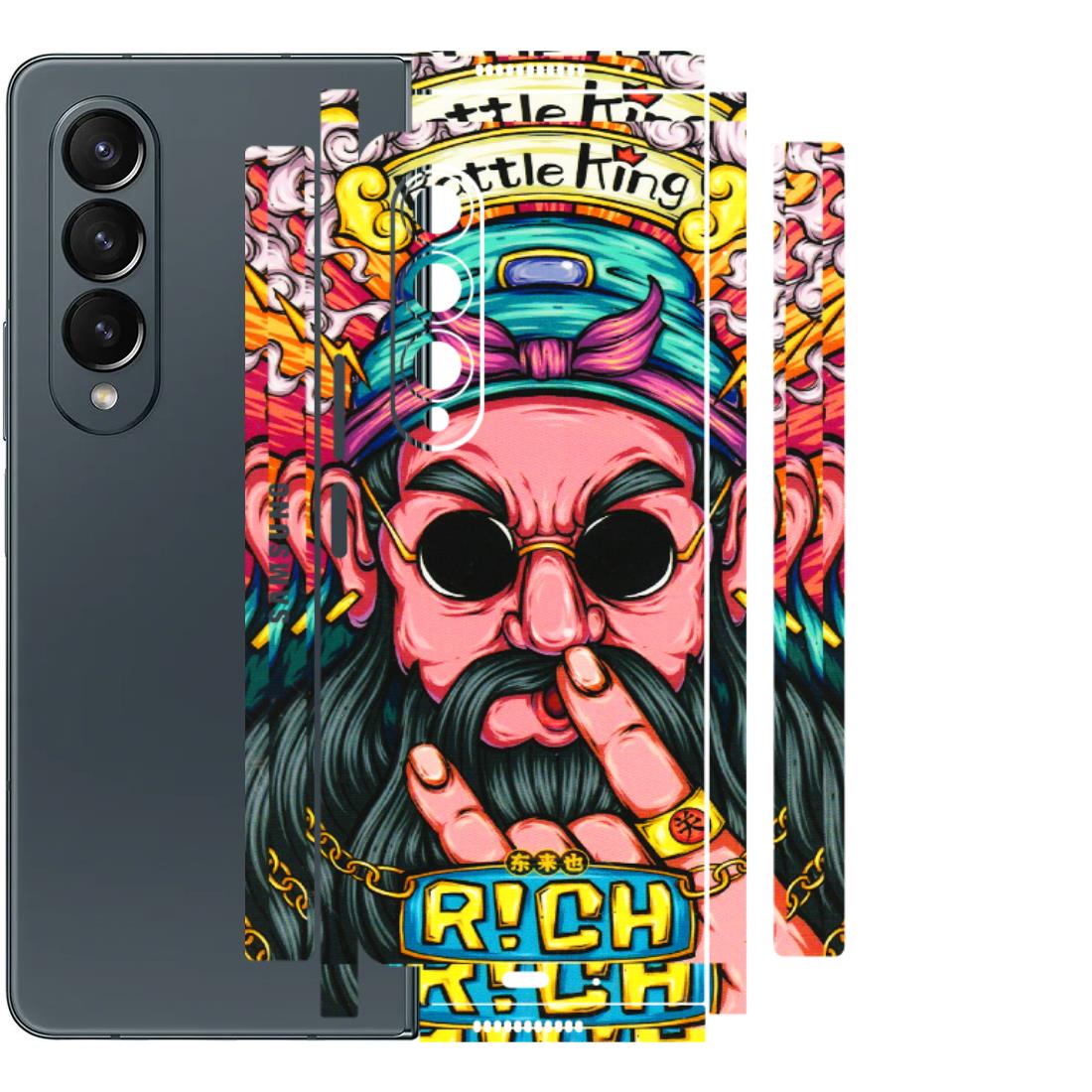 Samsung M/F/Note/Flip and C Phone Skins (All Models) - Battle King Dude Face - 3D Embossed Finish (L-178) Samsung Galaxy Z Fold 4