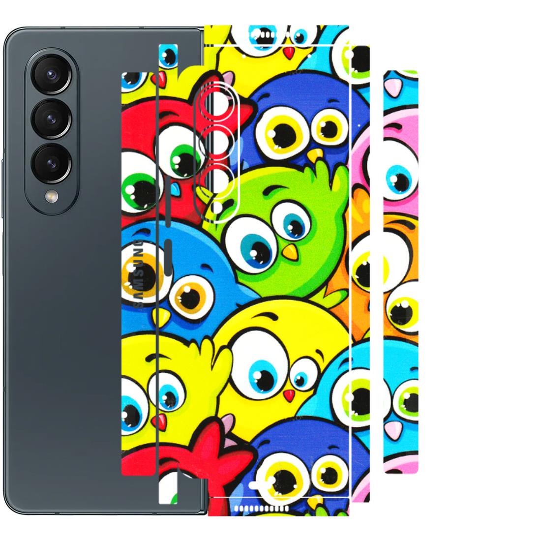 Samsung M/F/Note/Flip and C Phone Skins (All Models) - Cute Fluffy Birds - 3D Embossed Finish (L-213) Samsung Galaxy Z Fold 4