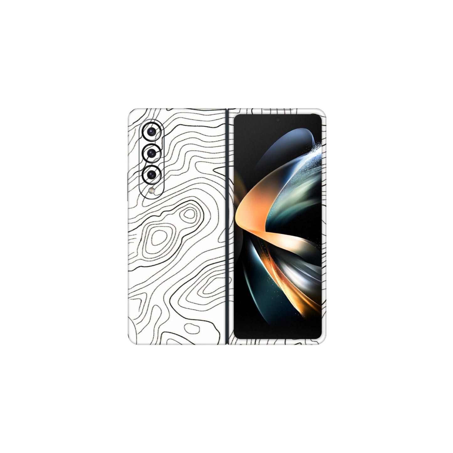 Samsung M/F/Note/Flip and C Phone Skins (All Models) - White Black Swirls - 3D Embossed Finish (L-219) Samsung Galaxy Z Fold 4