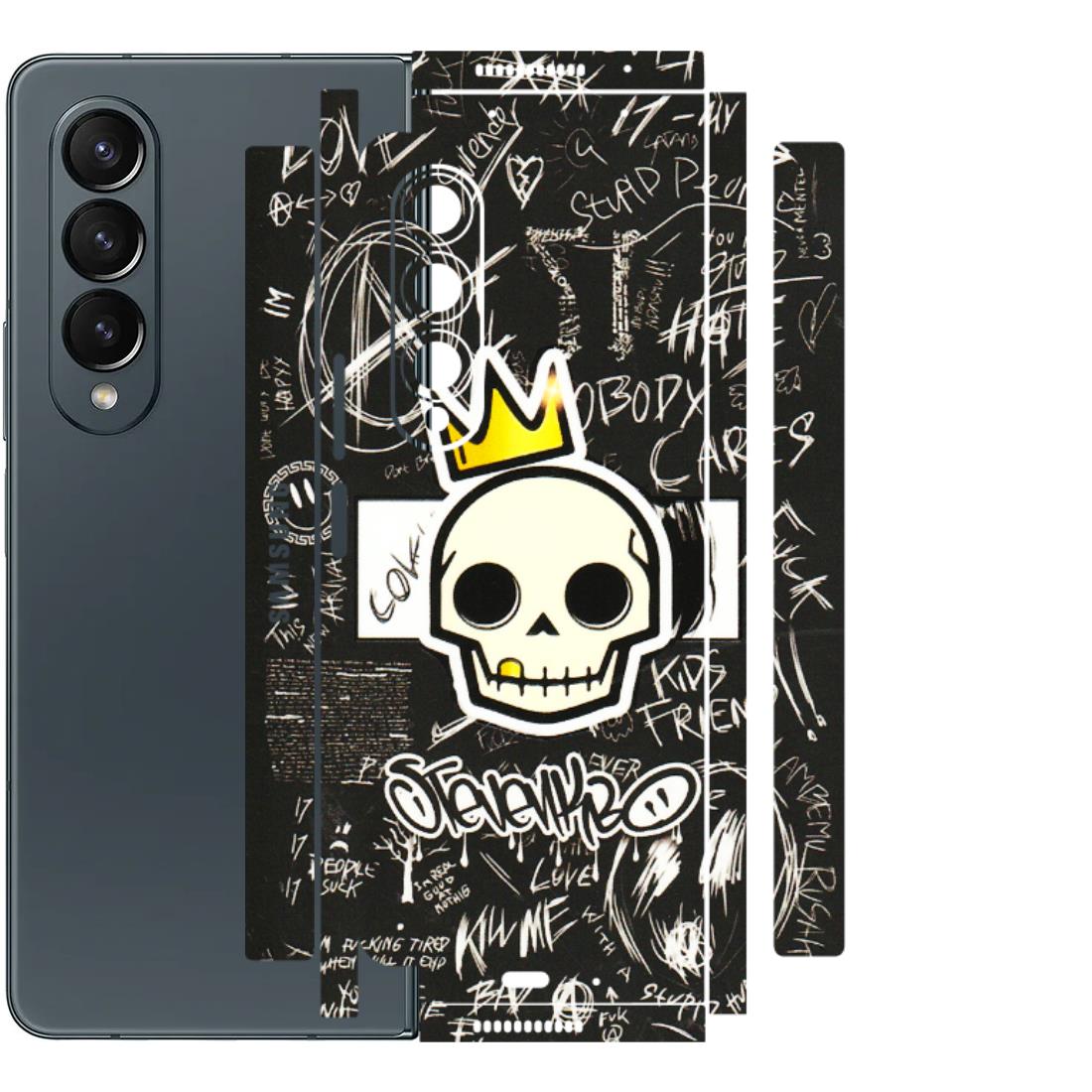 Samsung M/F/Note/Flip and C Phone Skins (All Models) - Funny Skull Black Chalk Grafitti - 3D Embossed Finish (L-22) Samsung Galaxy Z Fold 4