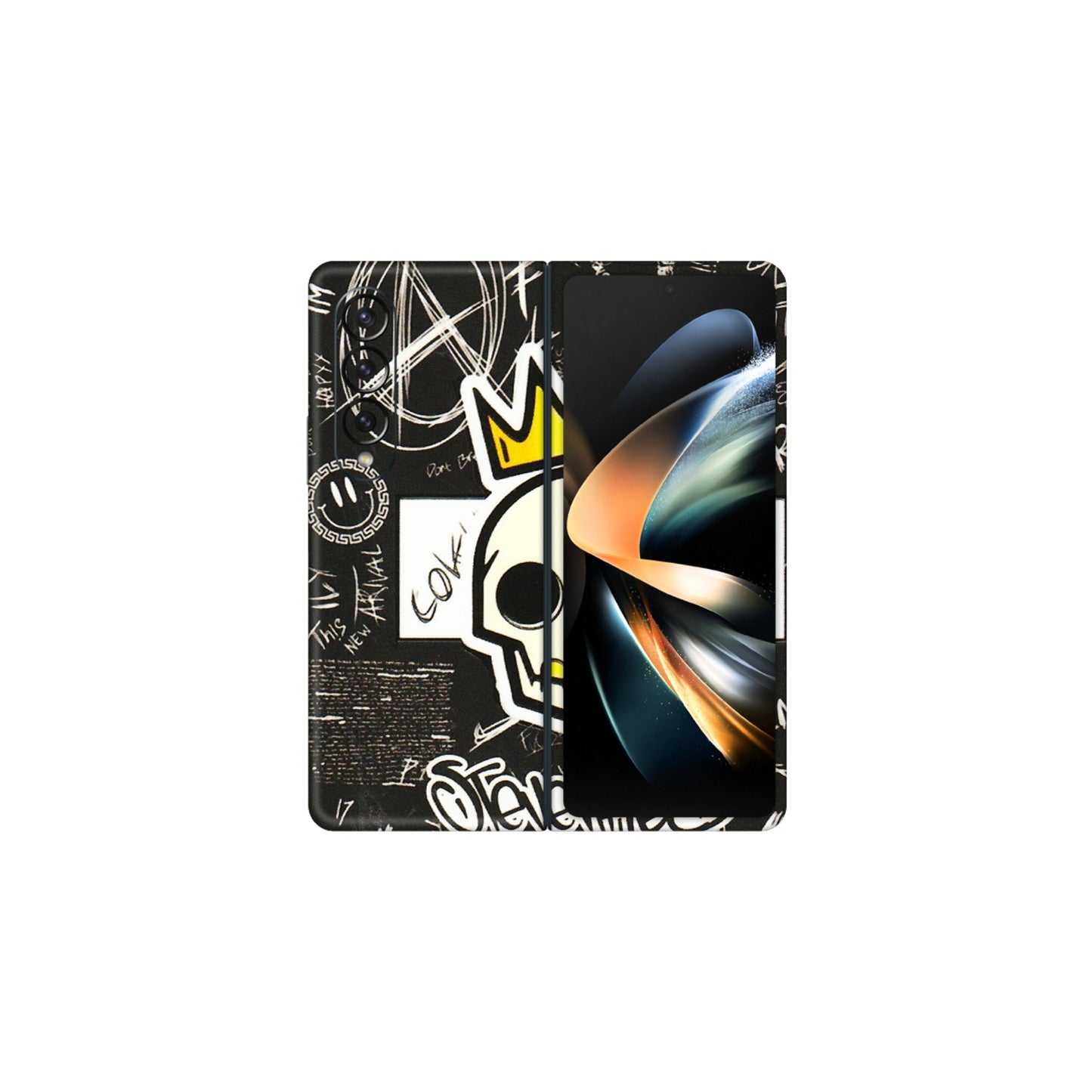 Samsung M/F/Note/Flip and C Phone Skins (All Models) - Funny Skull Black Chalk Grafitti - 3D Embossed Finish (L-22) Samsung Galaxy Z Fold 4