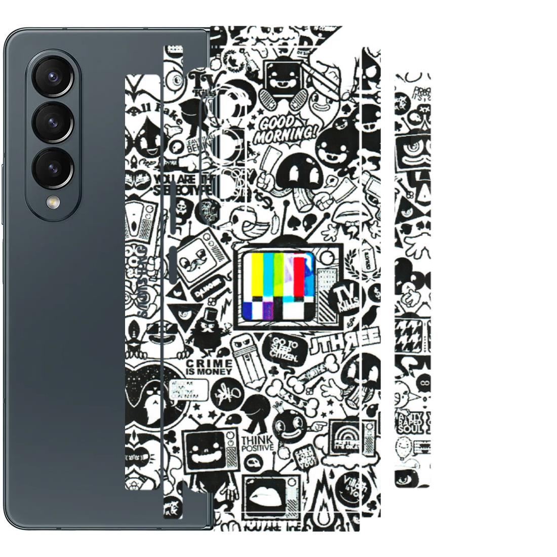 Samsung M/F/Note/Flip and C Phone Skins (All Models) - Doodles Positive Art - 3D Embossed Finish (L-263) Samsung Galaxy Z Fold 4