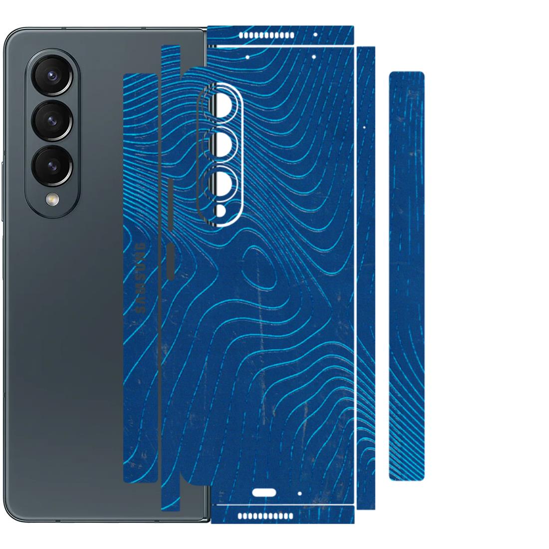 Samsung M/F/Note/Flip and C Phone Skins (All Models) - Abstract Blue Line Map - 3D Embossed Finish (L-272) Samsung Galaxy Z Fold 4
