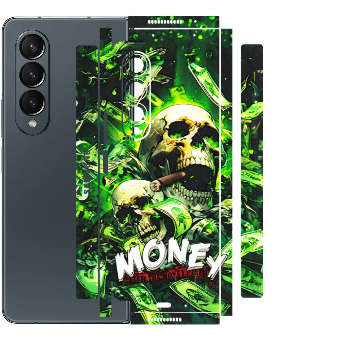 Samsung M/F/Note/Flip and C Phone Skins (All Models) - Skull Money - 3D Embossed Finish (L-303) Samsung Galaxy Z Fold 4