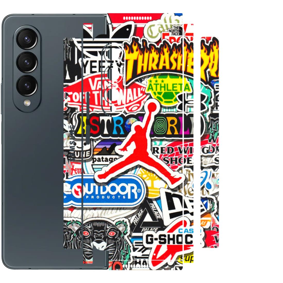 Samsung M/F/Note/Flip and C Phone Skins (All Models) - Multi Brands Sticker Graffiti - 3D Embossed Finish (L-37) Samsung Galaxy Z Fold 4