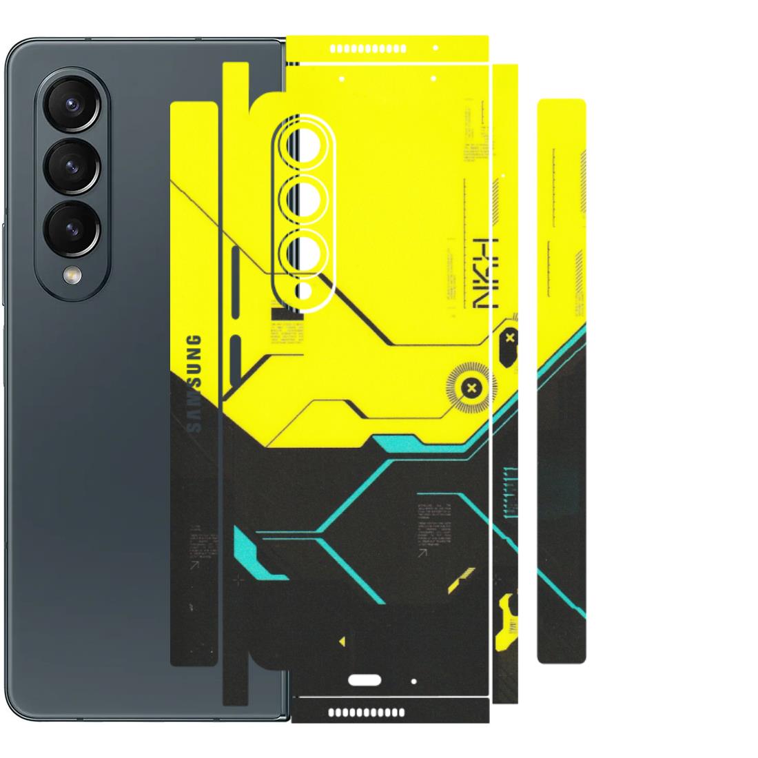 Samsung M/F/Note/Flip and C Phone Skins (All Models) - Black Yellow Technica - Matte Finish (M-53) Samsung Galaxy Z Fold 4
