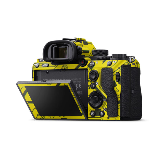 Yellow Tech Circuit Matte Finish Camera Skin