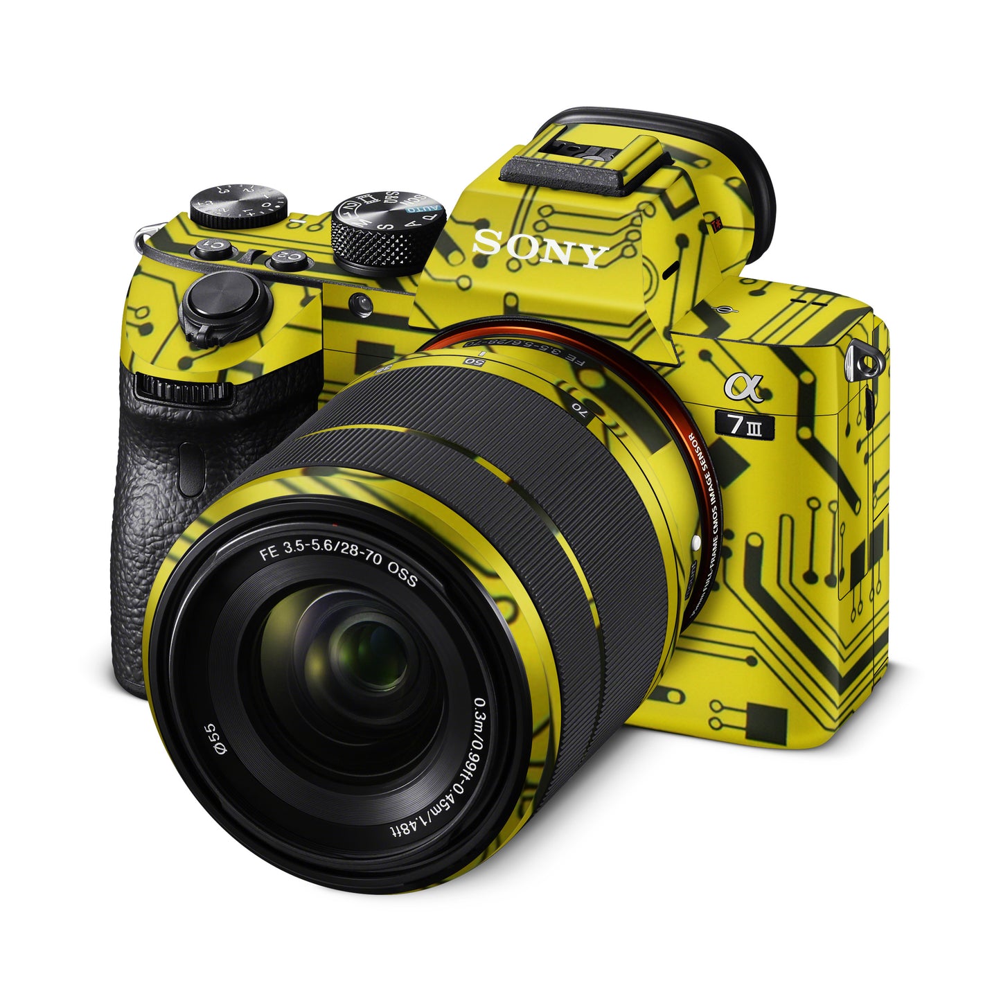 Yellow Tech Circuit Matte Finish Camera Skin